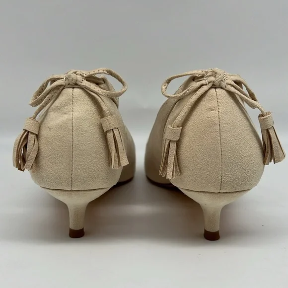 Journee Collection Bindi Nude Kitten Heel Bow and Tassels Side‎ Cutouts Pump 11 - Picture 6 of 16